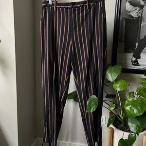 Mid-Rise Striped Trousers